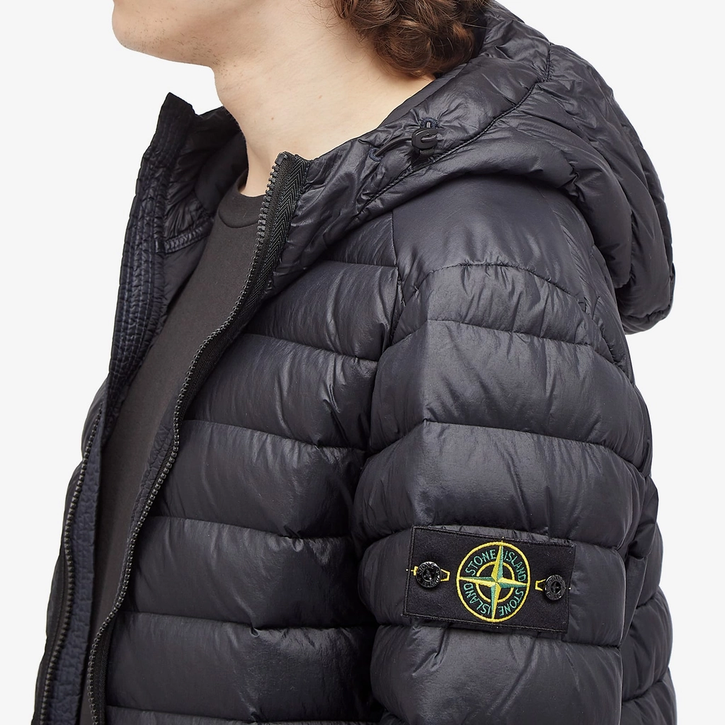 Stone Island Men's Lightweight Hooded Down Jacket Navy Blue